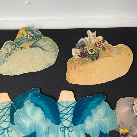 Vintage | Raphael Tuck & Sons Paper Doll Dresses & Hats Set - Blue, Teal, Cream - Picture 8 of 11